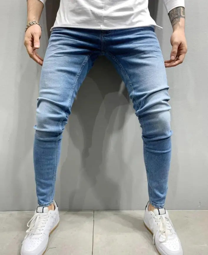Men's Distressed Stretch Denim Jeans - Slim Fit Casual Pants