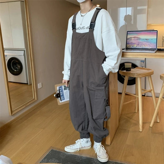 Men's Casual Suspender Jumpsuit Pants - Unisex Streetwear Overalls