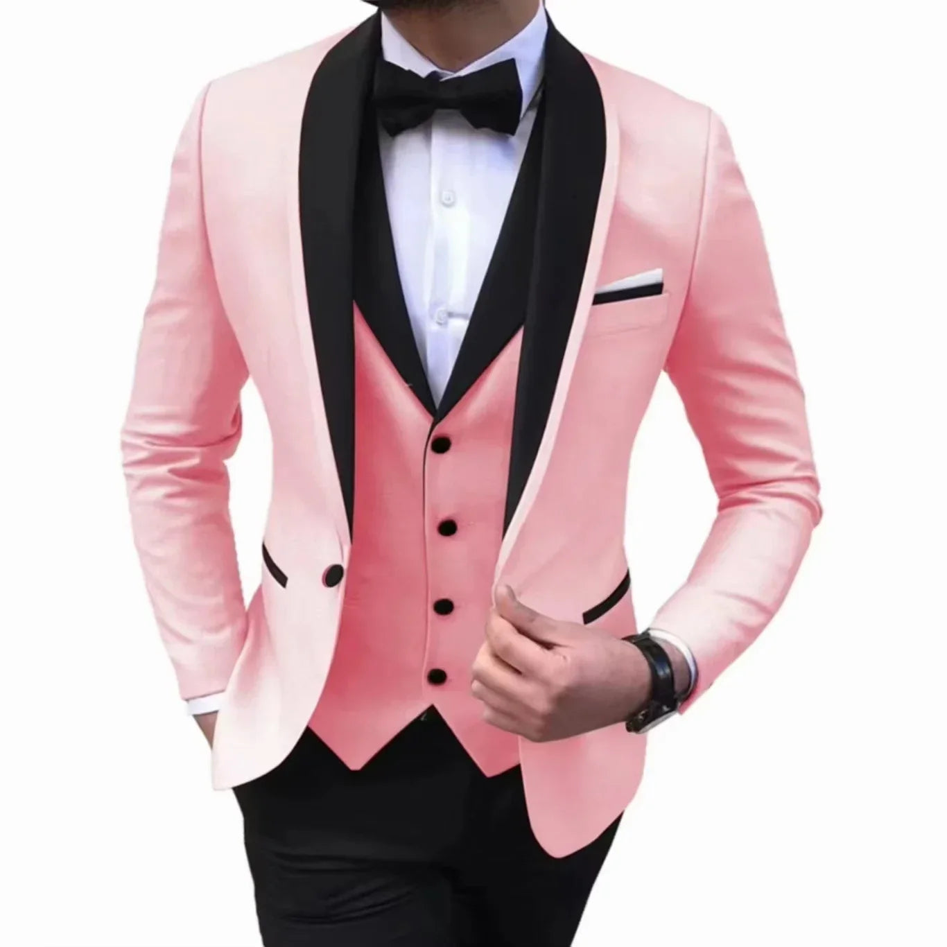 3 Pieces Blazer Vest and Pants Set Lapel Collar Single Breasted High End Men's Clothing Three-piece Groom Suit The Latest