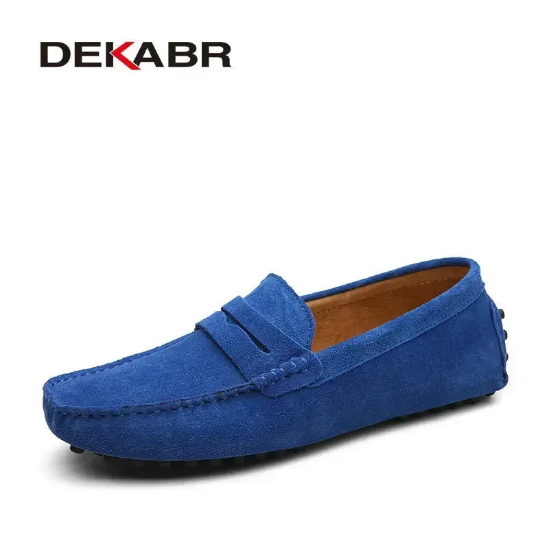 Men's Genuine Leather Loafers - Slip-On Casual Driving Shoes
