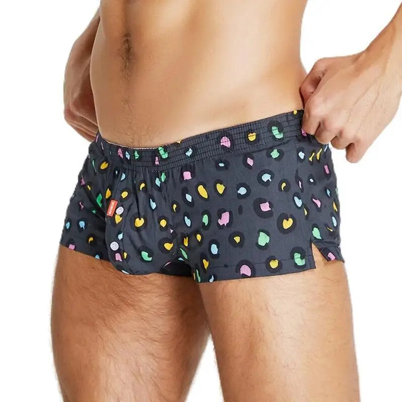Men's Cotton Boxer Shorts - Plaid & Dot Pattern Lounge Underwear