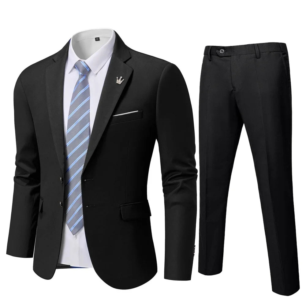Elegant Men's Formal Suit with Xale Lapel for Parties Black Brown Green