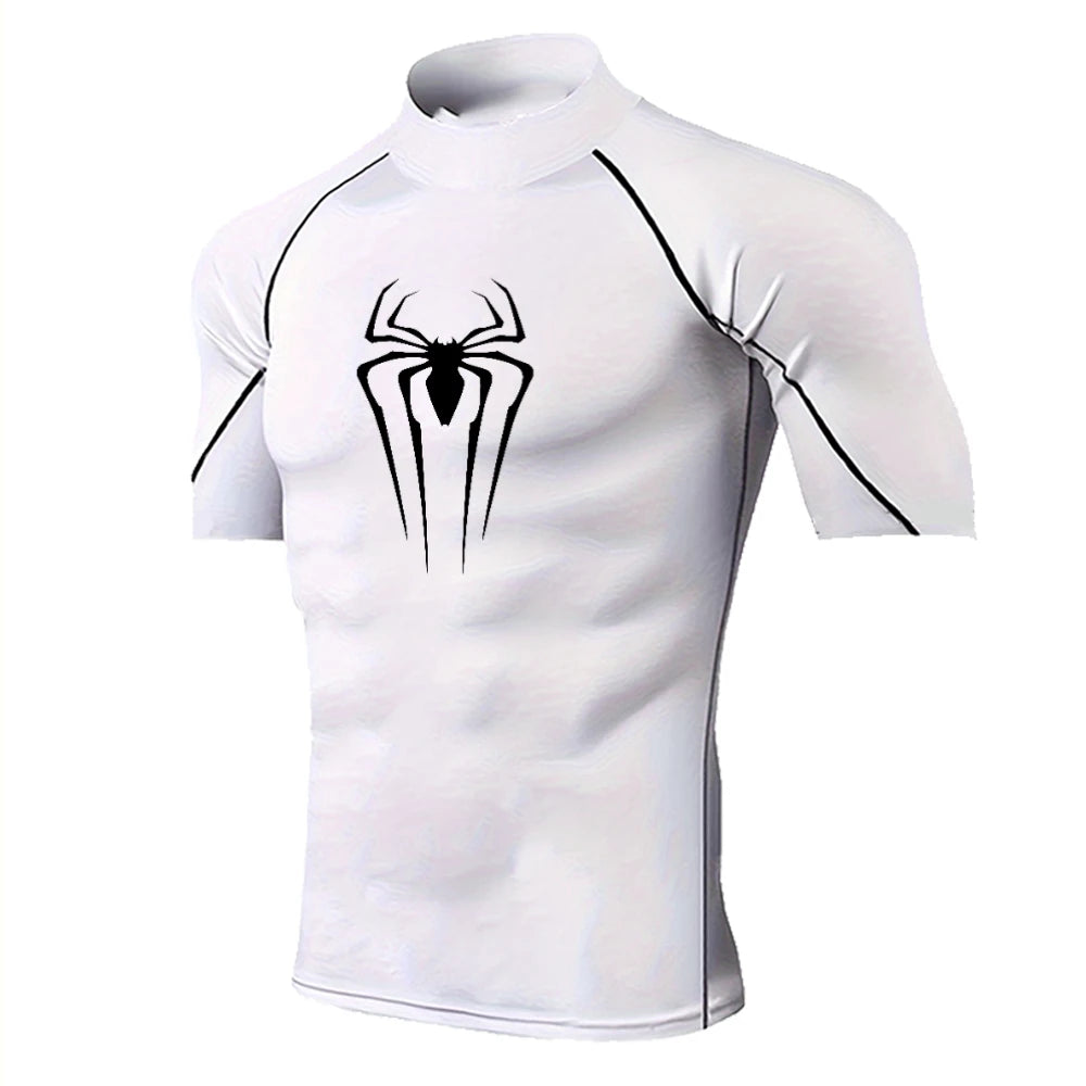 Men's Spider-Print Compression Shirt - Performance Athletic Base Layer