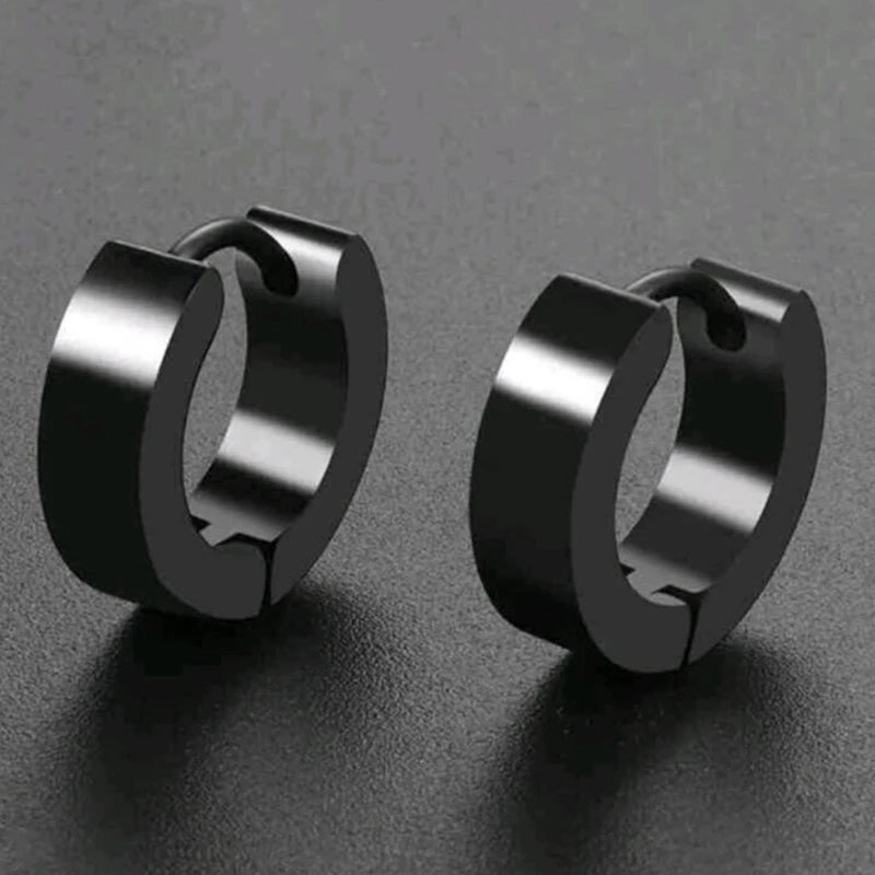 Urban Edge Punk Black Stainless Steel Stud Earrings For Men And Women - Minimalist Street Style For Hip Hop Gothic Looks