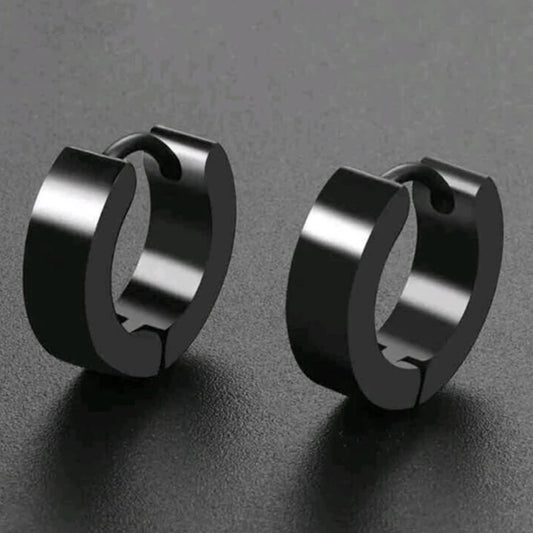 Urban Edge Punk Black Stainless Steel Stud Earrings For Men And Women - Minimalist Street Style For Hip Hop Gothic Looks