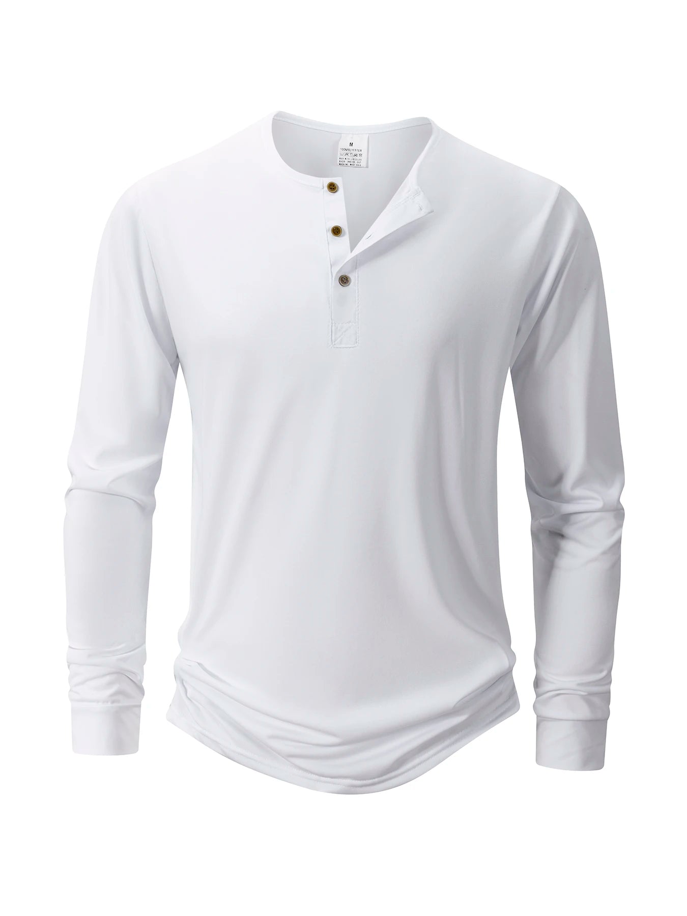 Men's T Shirt Autumn Button Long Sleeve Henley Neck Solid Color Casual Breathable Versatile Slim T-Shirts