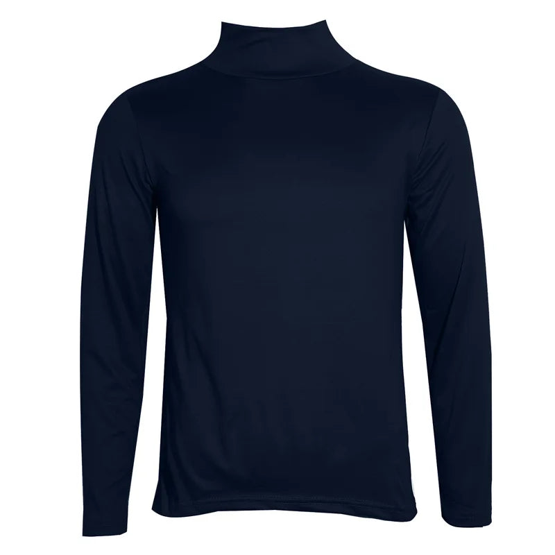 Men's High Neck Long Sleeve Solid Color Fashion T-Shirts Slim-Fit Tops