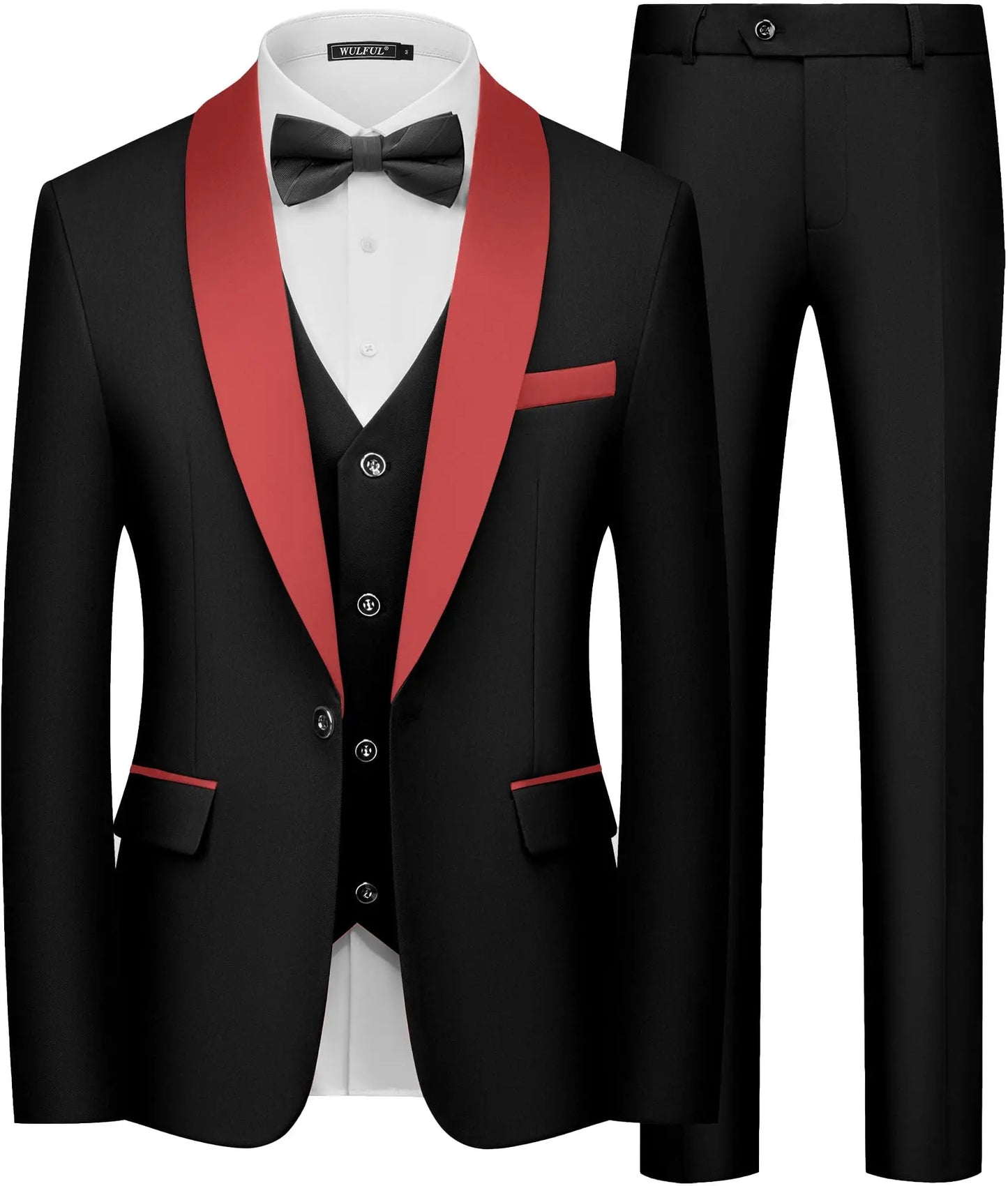 Black Men Suit Autumn Wedding Party Three Pieces Set Large Size Male Blazer Coat Pants and Vest Fashion Slim Fit Suit