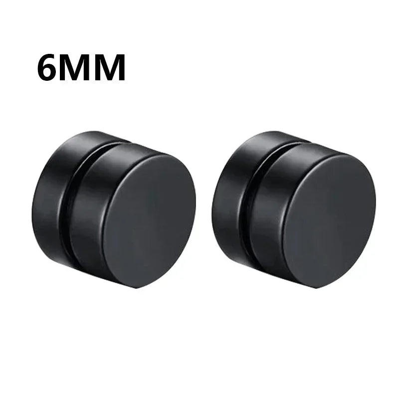 NONECN Crystal Strong Magnetic Ear Stud Clip Earrings - Non Piercing Zircon Punk Round Magnet Jewelry