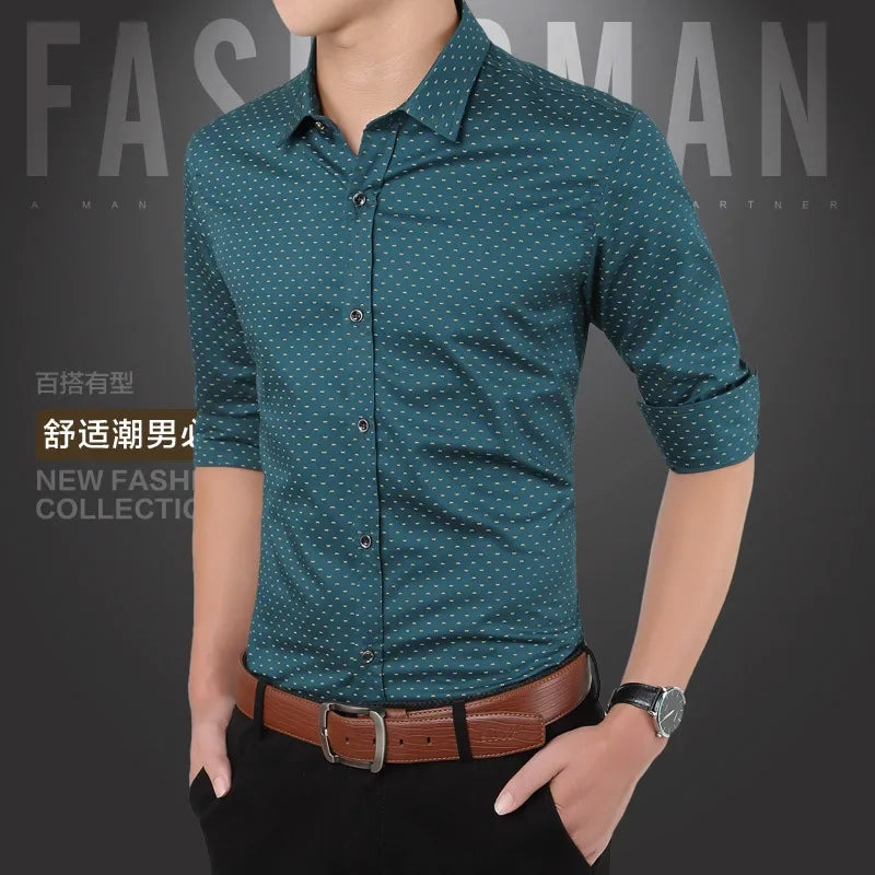 Men's Floral Dress Shirt - Slim Fit Long Sleeve
