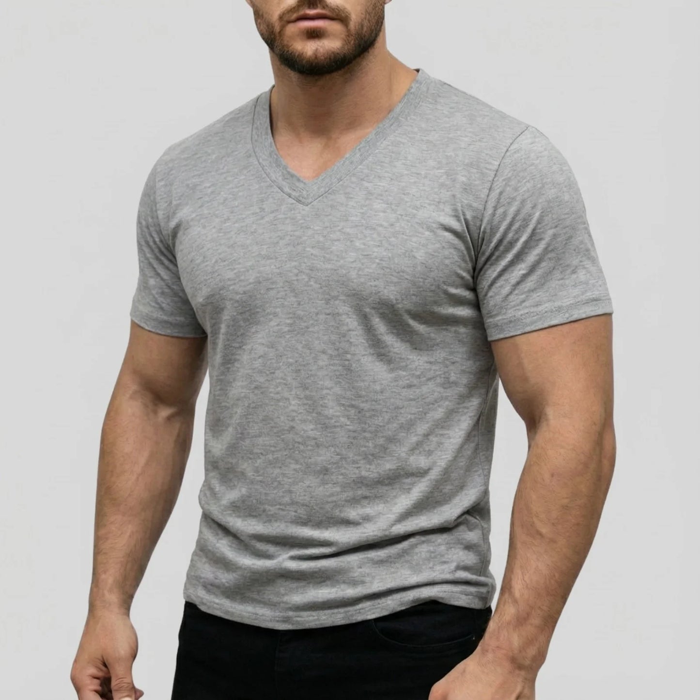 Men's Casual Fashion Simple V-Neck Short Sleeved T-Shirt Summer Comfortable Breathable Versatile Top