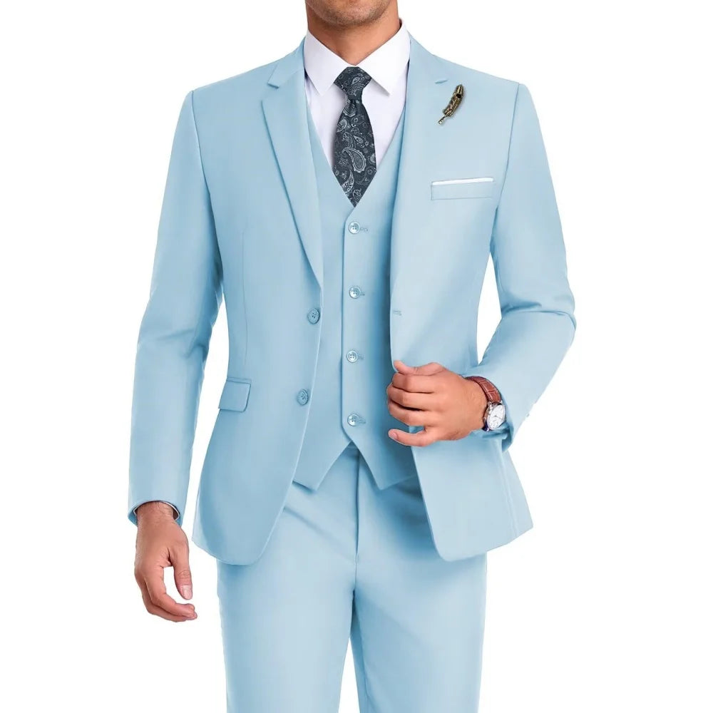 High-Quality Slim Fit Men's Suit Luxury Elegant Business Wedding Fashion Clothing