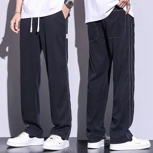 Men's Loose Fit Summer Jeans - Lightweight Lyocell Drawstring Pants