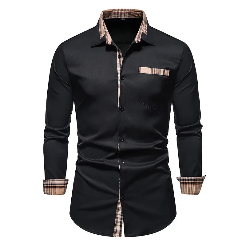 Men's Shirts Formal Shirts Slim Fit Long Sleeve Button Business Office Formal Shirts Pocket Men's Tops New Multicolor XS-6XL