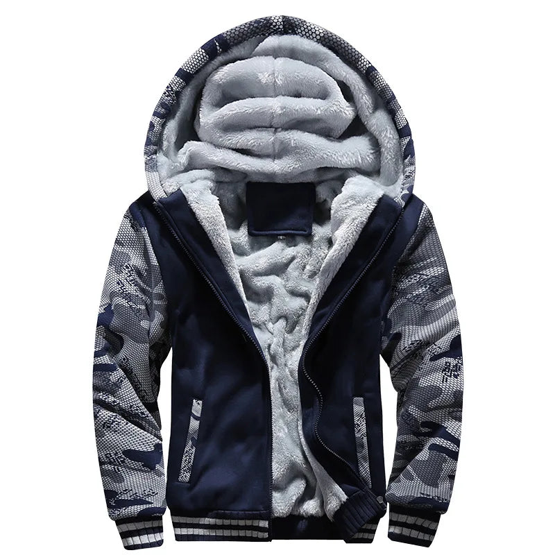 Men's Winter Fleece Hoodie Jacket - Warm Zipper Tracksuit Sweatshirt