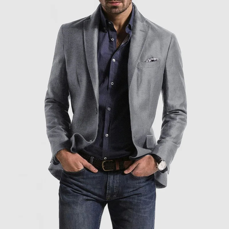 Men Blazers Coat Suits Office 2025 Autumn Outerwear Double Buttons Turn Down Collar Pockets Business Casual Blazer Suit Jacket