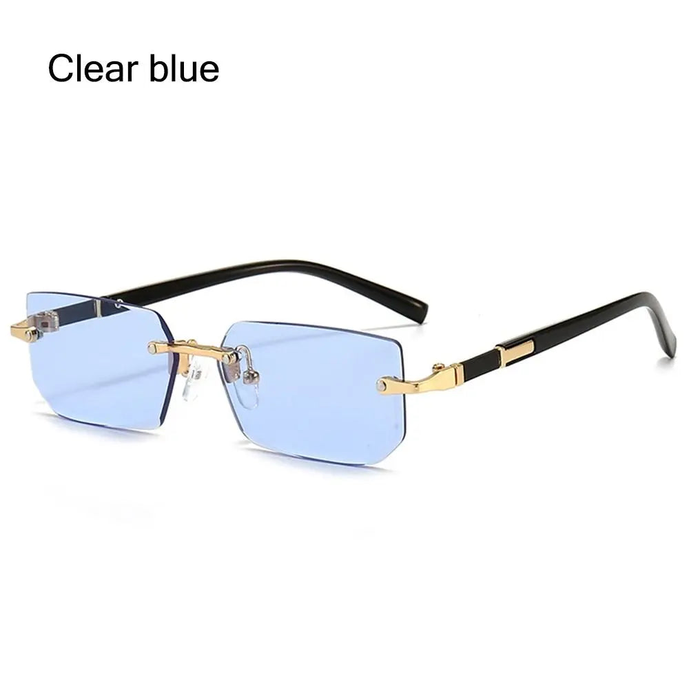 Frameless Rectangle Sunglasses - UV400 Protection Retro Eyewear