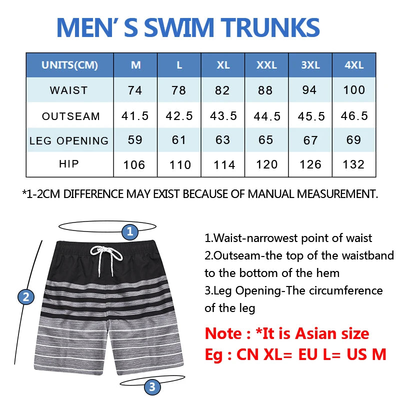 Men's Quick-Dry Beach Shorts with Mesh Liner - Polyester Swim Trunks