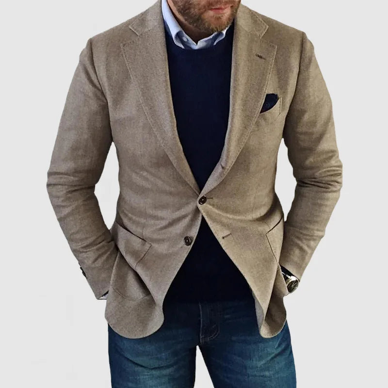 Men Blazers Coat Suits Office 2025 Autumn Outerwear Double Buttons Turn Down Collar Pockets Business Casual Blazer Suit Jacket