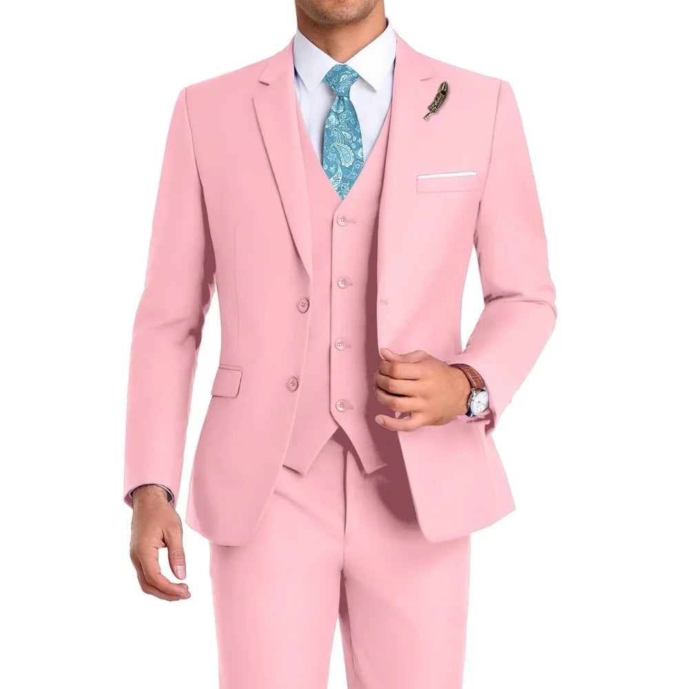 High-Quality Slim Fit Men's Suit Luxury Elegant Business Wedding Fashion Clothing