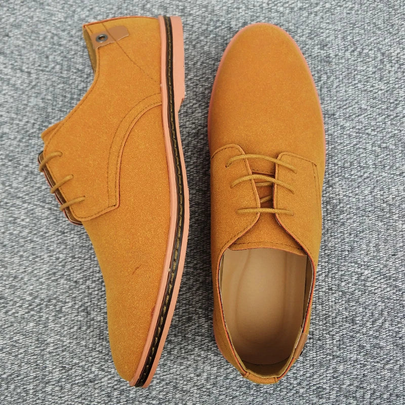 Men's Suede Leather Oxford Shoes - Classic Casual Dress Sneakers