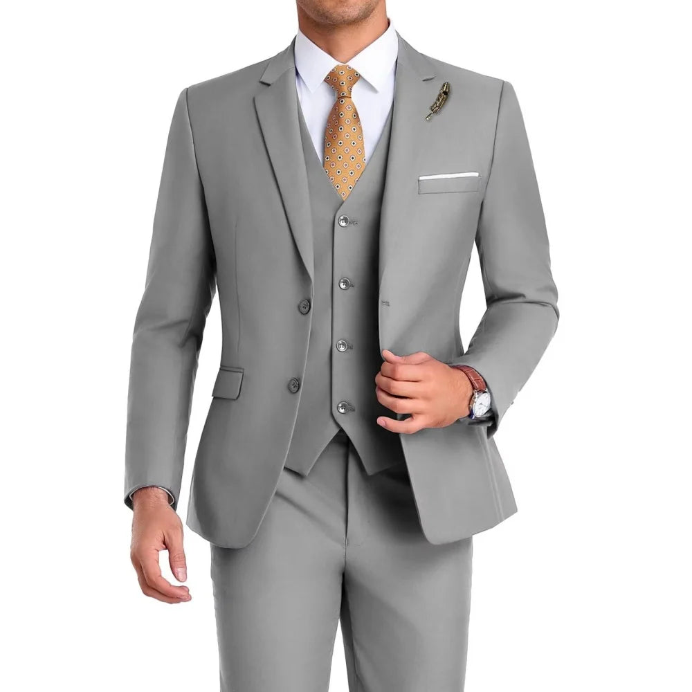 High-Quality Slim Fit Men's Suit Luxury Elegant Business Wedding Fashion Clothing