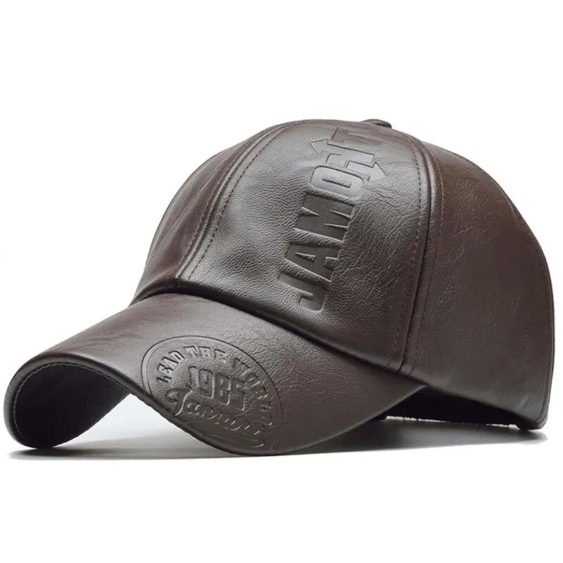 Pu Leathe Letter Printing Baseball Cap - Adjustable Outdoor Sunscreen Casual Hat for All Seasons