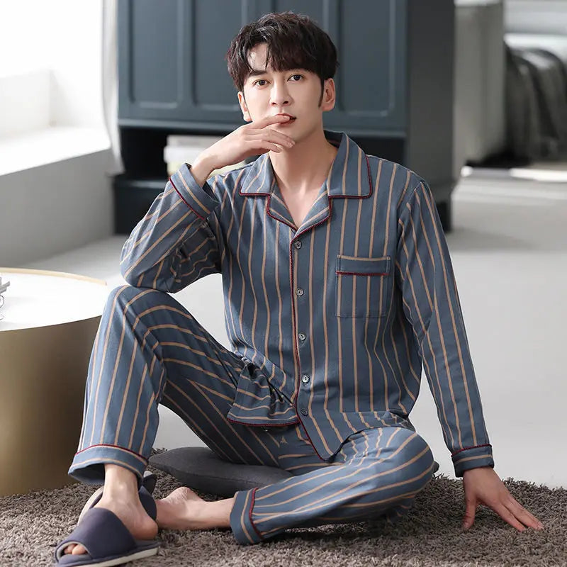 Men's Long-Sleeve Pajama Set - Comfortable Loungewear for All Seasons
