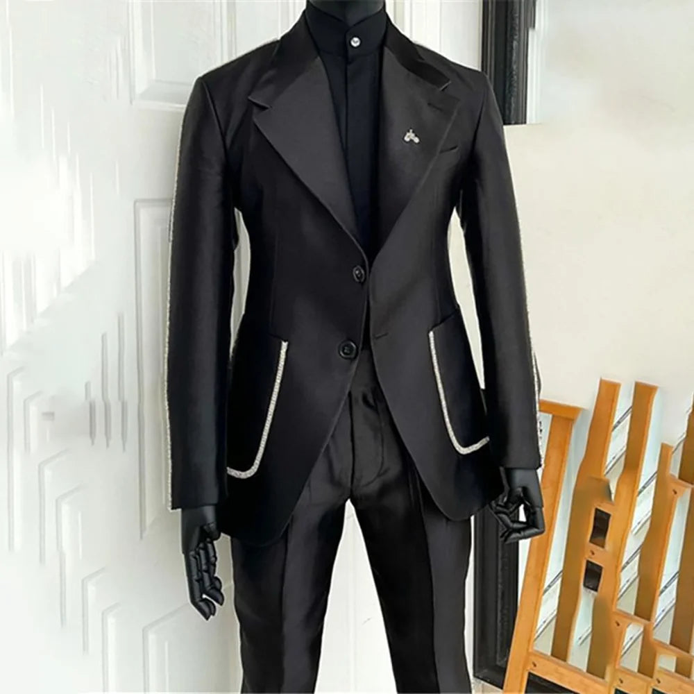 Men's 2 Piece Suit Blazer Pants Single Breasted Daily Work Business Casual Party Traje De Hombre Elegante