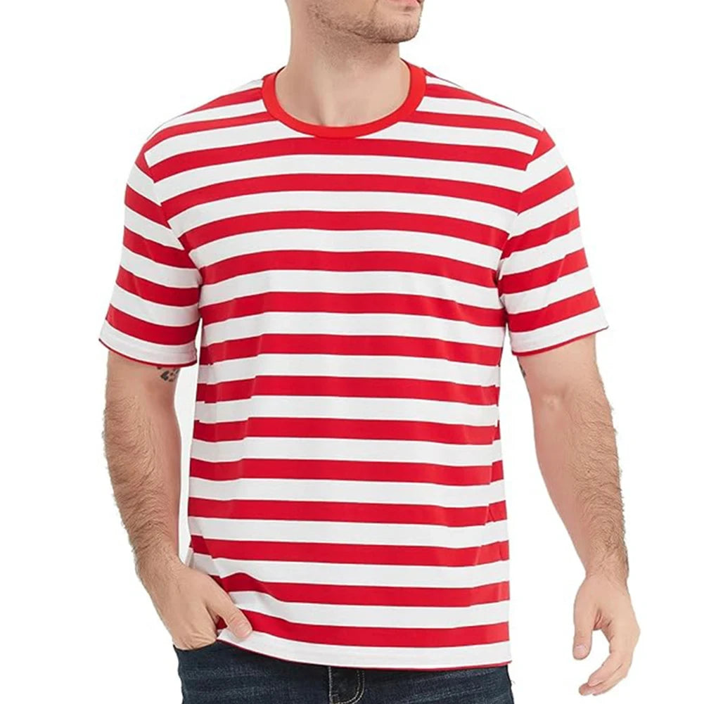 Men's 3D Striped Print T-Shirt - Casual Breathable Streetwear