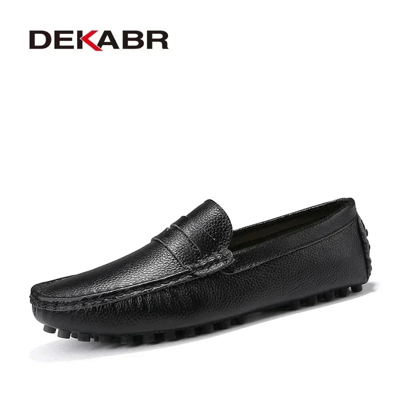 Men's Genuine Leather Loafers - Slip-On Casual Driving Shoes