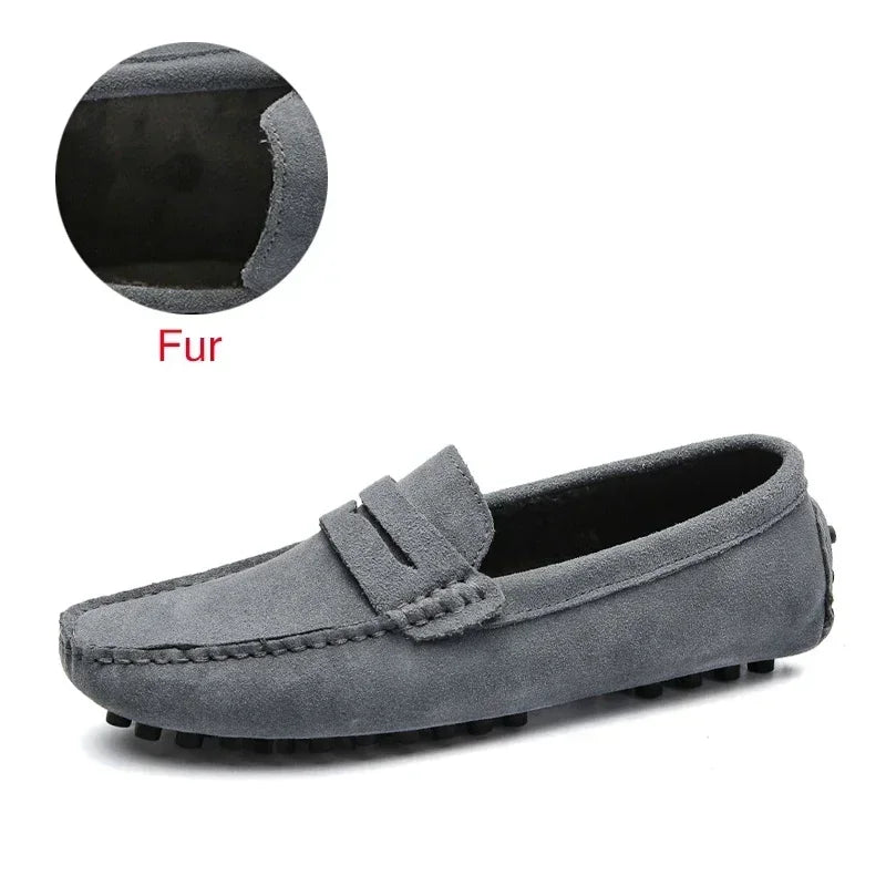 Men's Genuine Leather Loafers - Slip-On Casual Driving Shoes