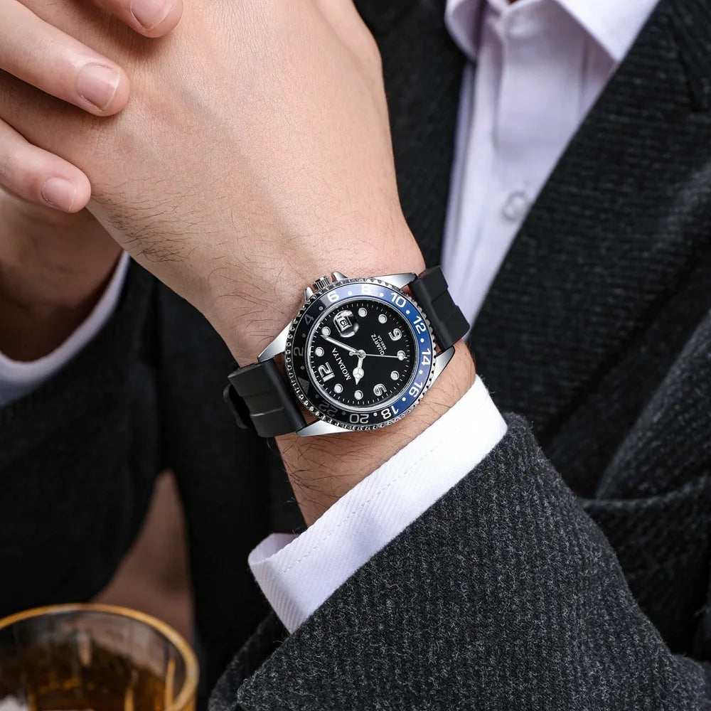 Men's Luminous Quartz Sports Watch with Silicone Strap
