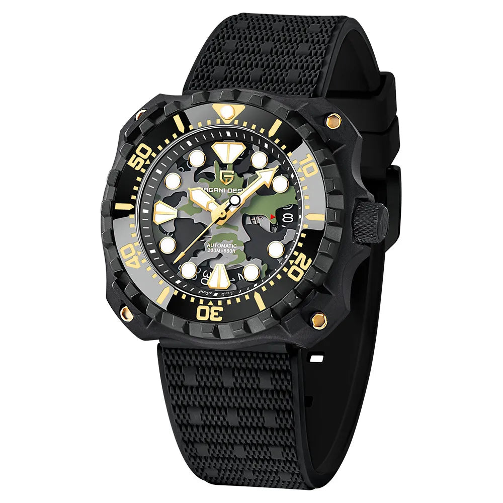 DESIGN Military Automatic Dive Watch - 200M Water Resistant Titanium Sports Watch