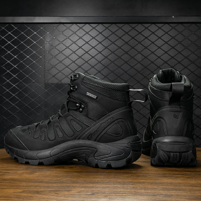 Men's Waterproof Combat Boots - Breathable Outdoor Leather Boots