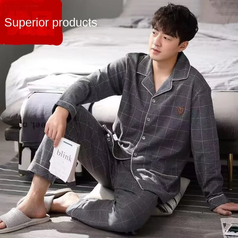 Men's Long-Sleeve Pajama Set - Comfortable Loungewear for All Seasons
