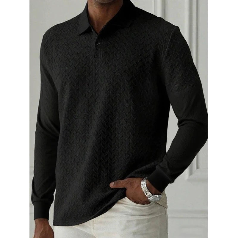 Men's Long Sleeve Business Casual High Quality Polo Shirt