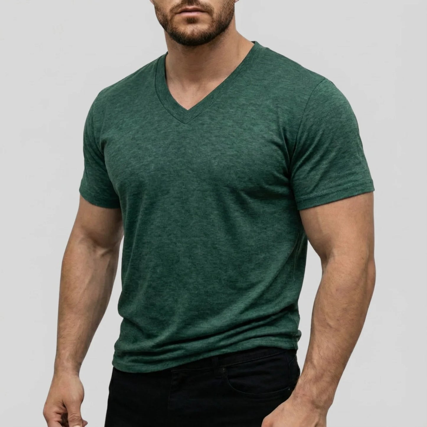 Men's Casual Fashion Simple V-Neck Short Sleeved T-Shirt Summer Comfortable Breathable Versatile Top