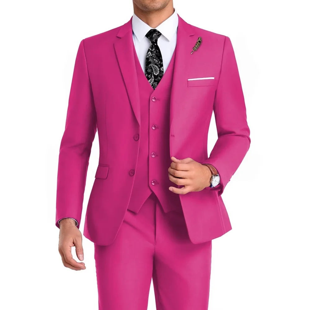 High-Quality Slim Fit Men's Suit Luxury Elegant Business Wedding Fashion Clothing