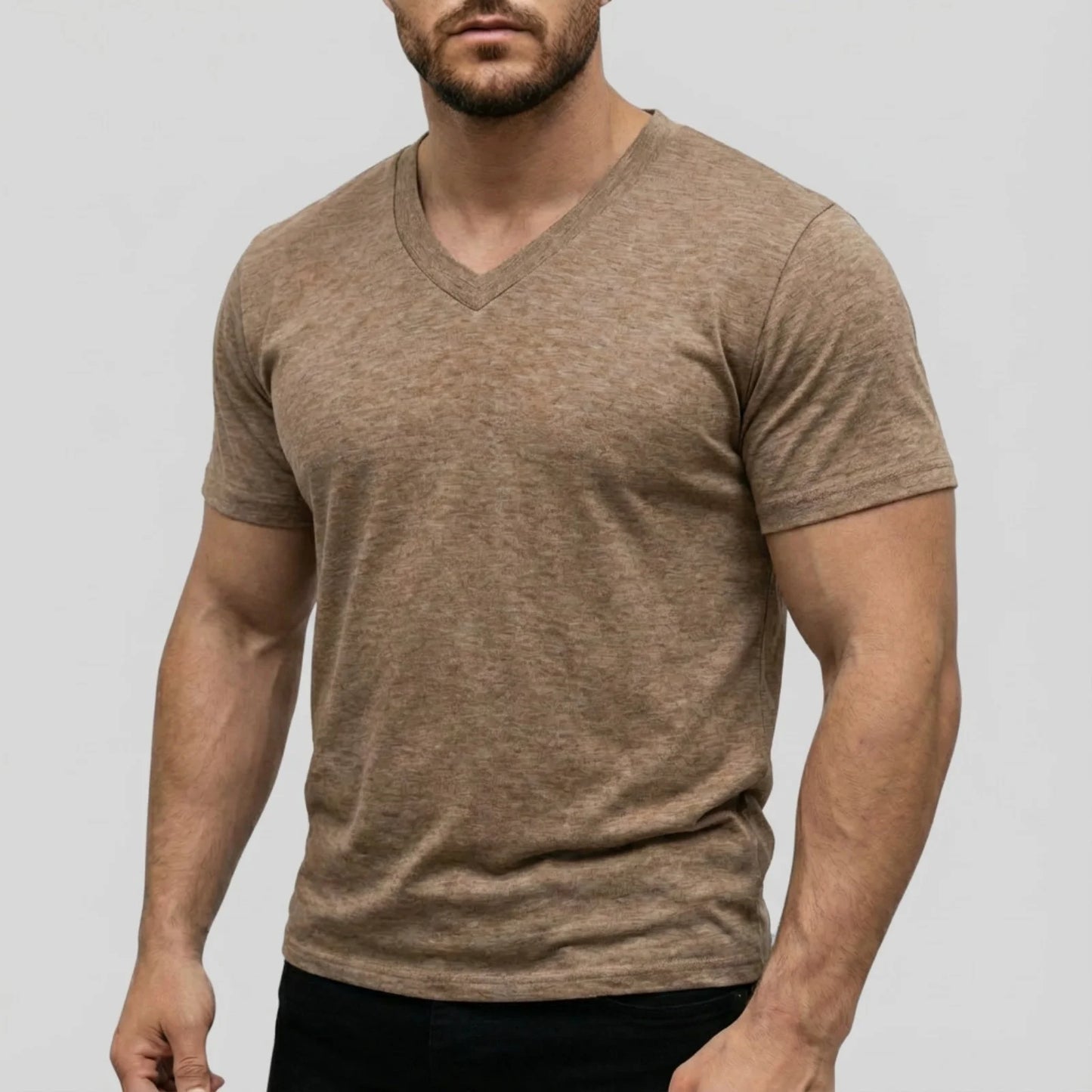 Men's Casual Fashion Simple V-Neck Short Sleeved T-Shirt Summer Comfortable Breathable Versatile Top