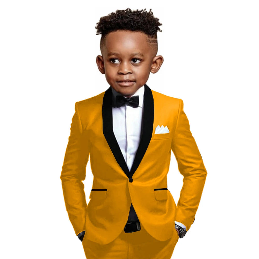 Boys Suit 2-16 Years Old Jacket Pants 2 Piece Set Wedding Tuxedos Kids Formal Party Clothes Customized