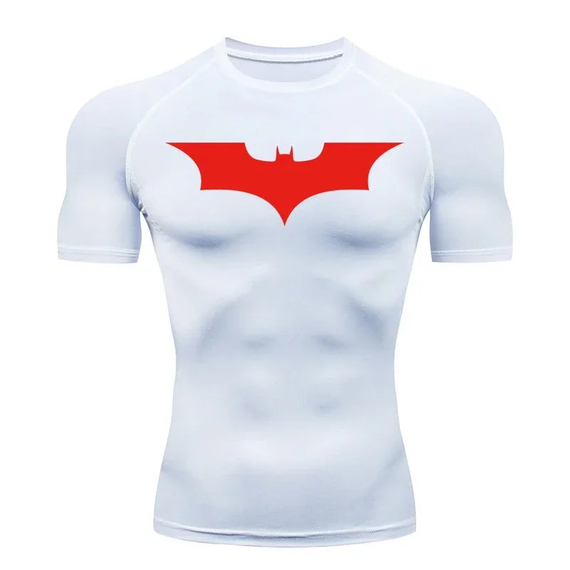 Men's Bat Print Compression Shirt - Quick Dry Athletic Performance Tee
