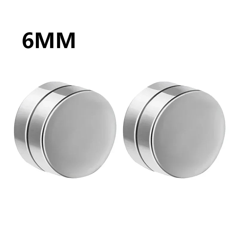 NONECN Crystal Strong Magnetic Ear Stud Clip Earrings - Non Piercing Zircon Punk Round Magnet Jewelry