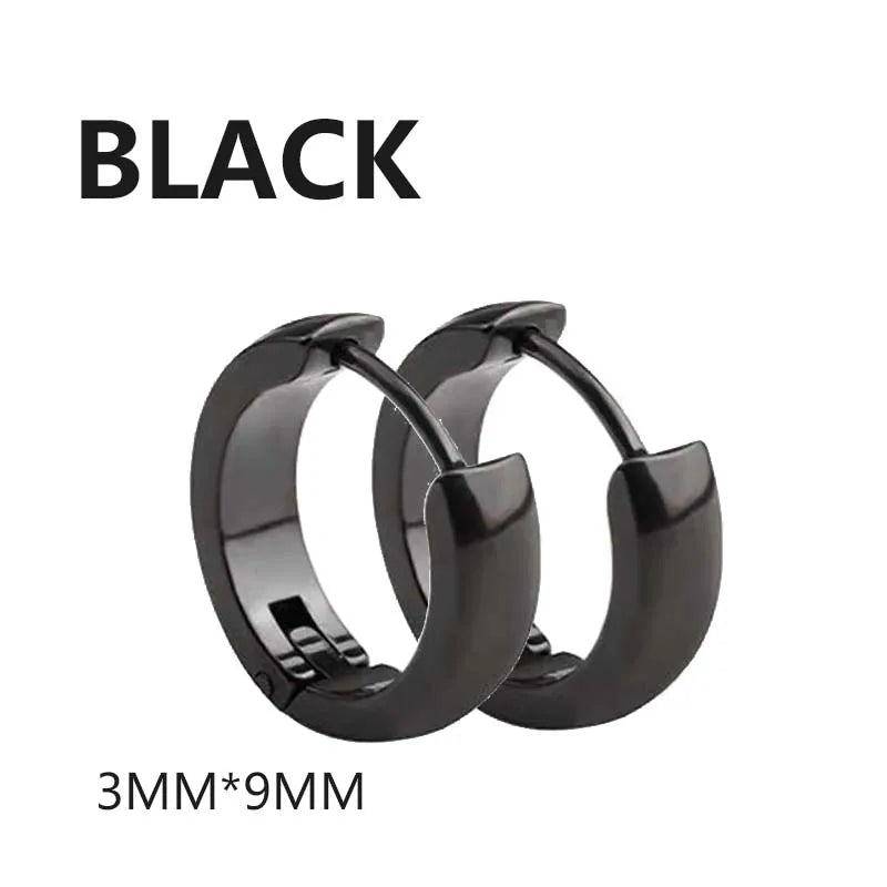 Urban Edge Punk Black Stainless Steel Stud Earrings For Men And Women - Minimalist Street Style For Hip Hop Gothic Looks