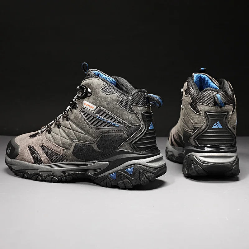 Men's High-Top Hiking Boots - Leather Outdoor Trekking Shoes for Winter