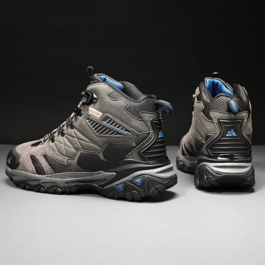 Men's High-Top Hiking Boots - Leather Outdoor Trekking Shoes for Winter