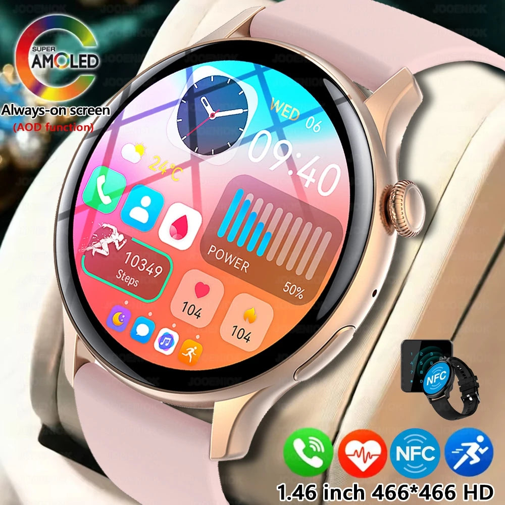 Women's AMOLED Smart Watch with NFC & Bluetooth Call - 1.46" HD Display