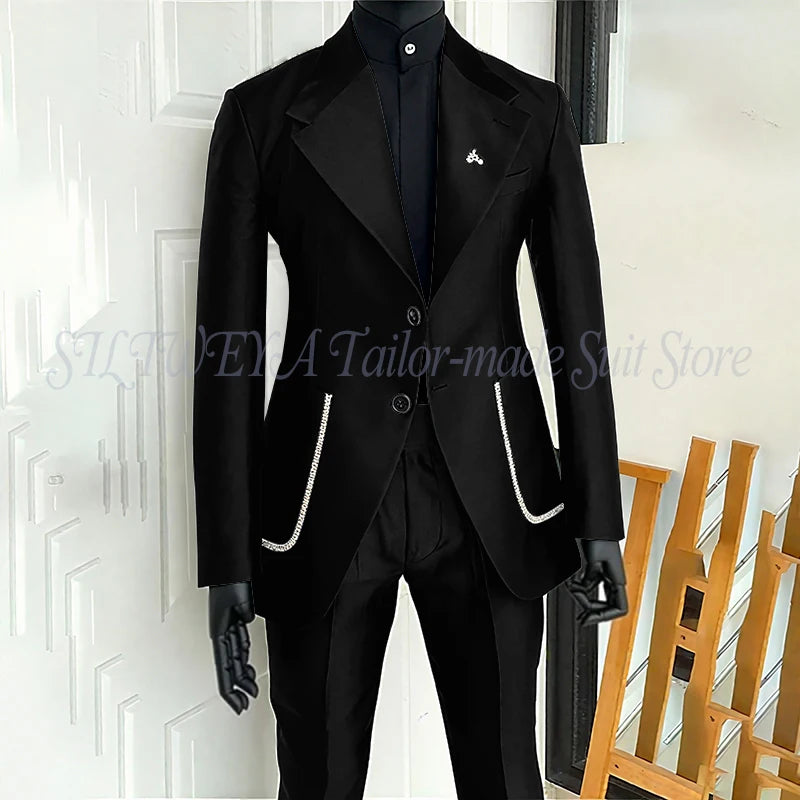 Men's 2 Piece Suit Blazer Pants Single Breasted Daily Work Business Casual Party Traje De Hombre Elegante