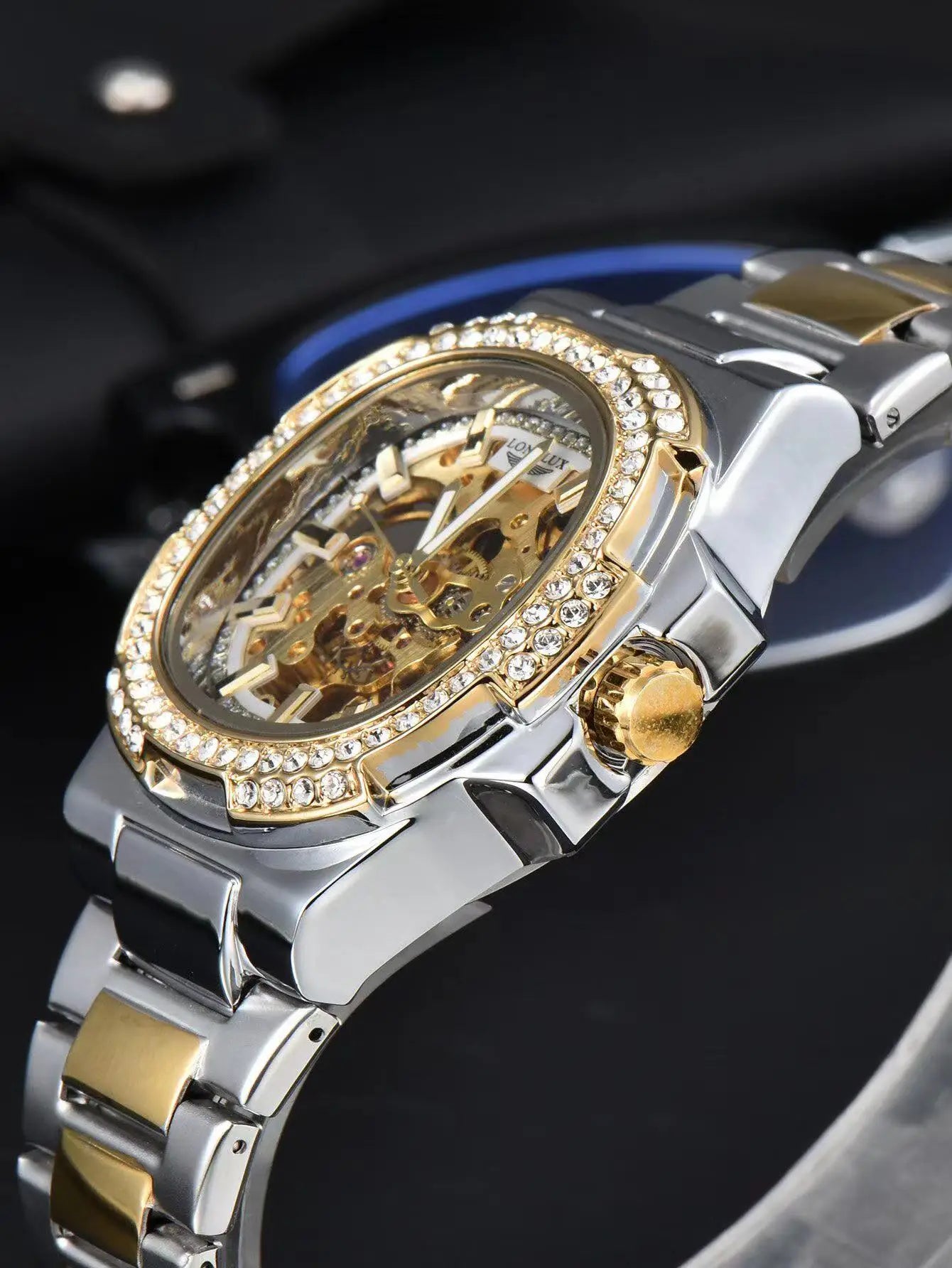Luxury Automatic Mechanical Watch - Stainless Steel Skeleton Design with Luminous Display