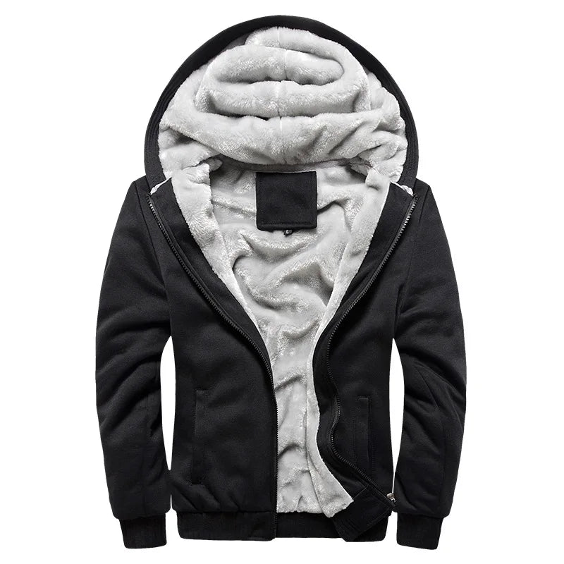 Men's Winter Fleece Hoodie Jacket - Warm Zipper Tracksuit Sweatshirt